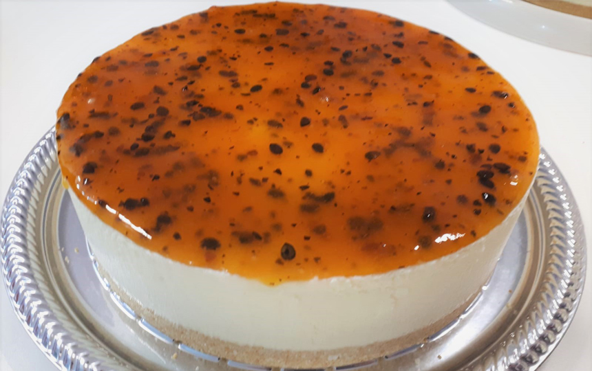 postre cheese cake realizado en curso